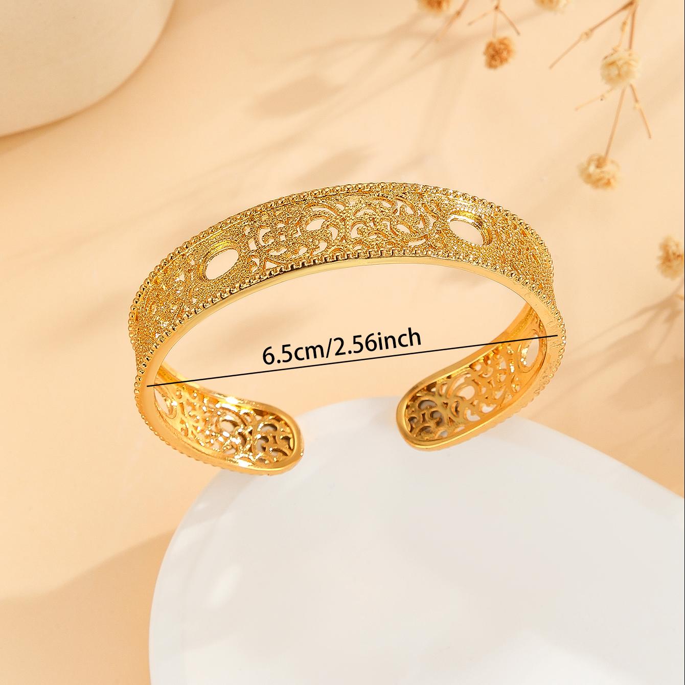 1pcs Luxury Style Gold Bracelet Hollowed Out Lace Flower Design Wedding Gold Jewelry