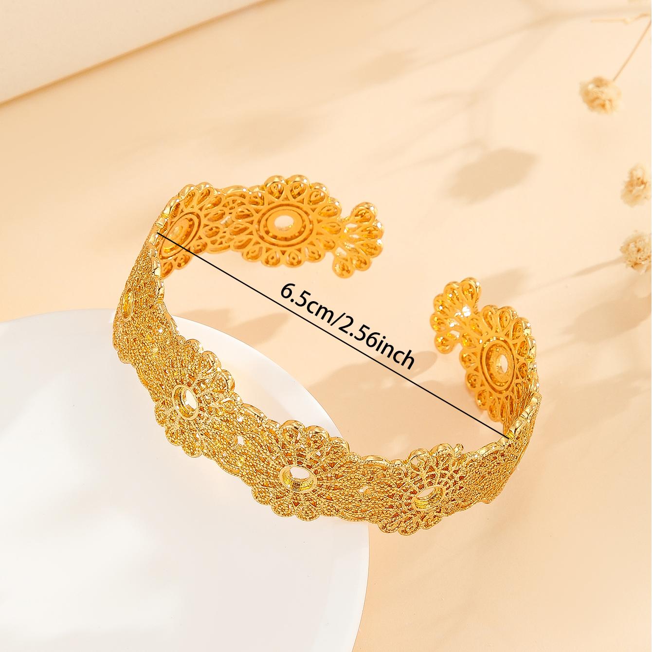 1pcs Luxury Style Gold Bracelet Hollowed Out Lace Flower Design Wedding Gold Jewelry